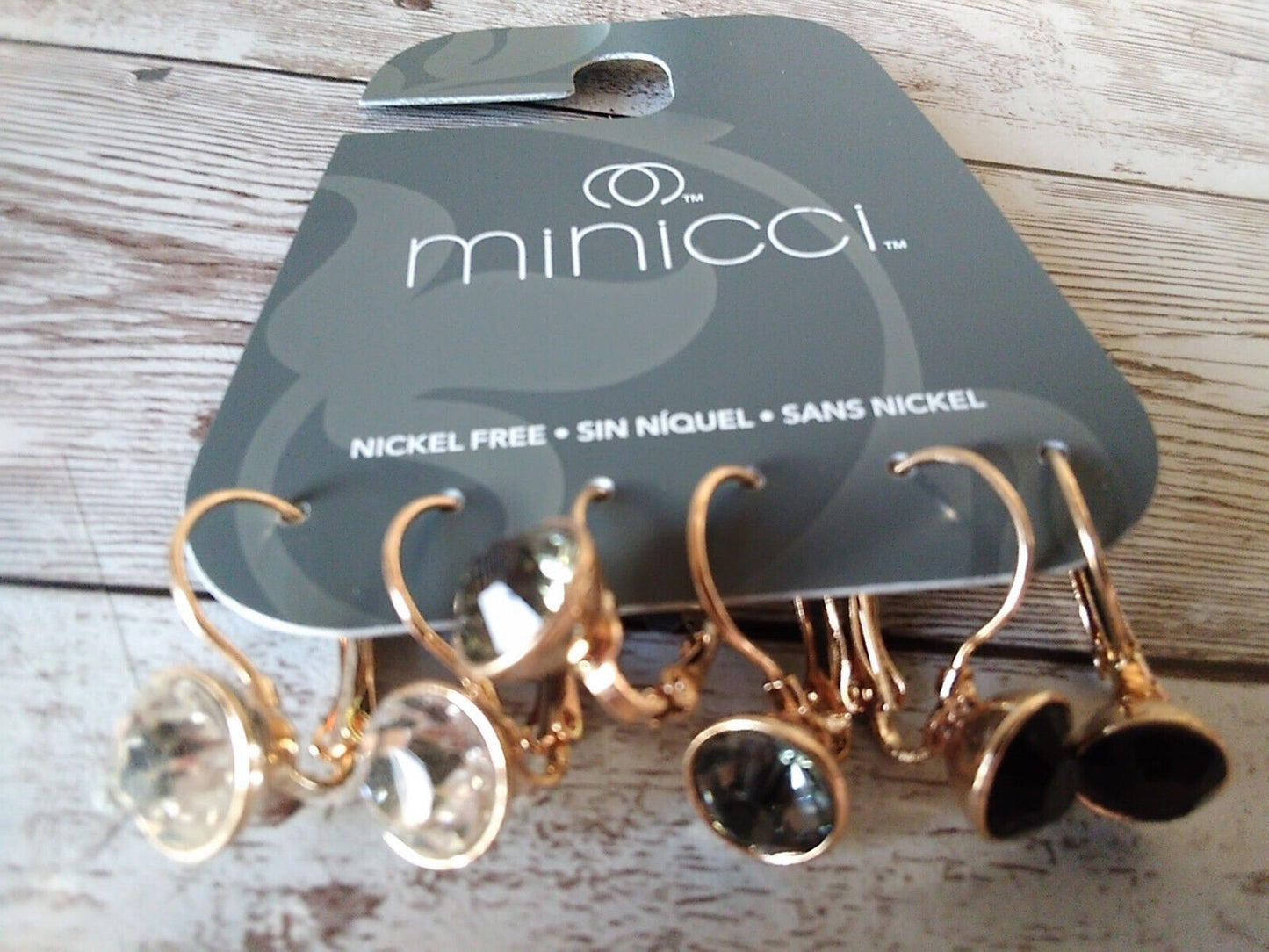 Dreamy Set: Set of 3 Nickel-Free Gold Tone CZ Minicci Hoop Earrings