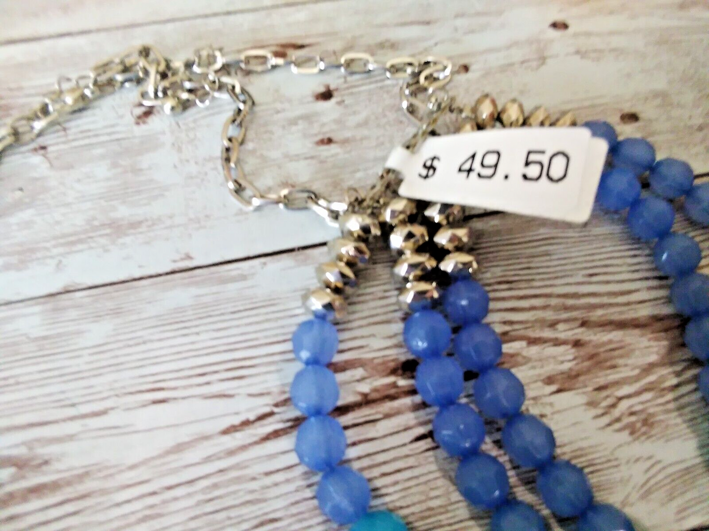 Stunning Coastal Elegance: 5 Strand Blue Beaded Necklace from Macy's