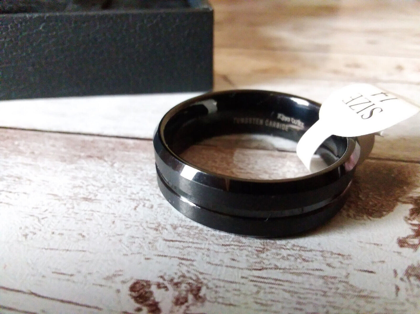 8mm black tungsten ring with groove design