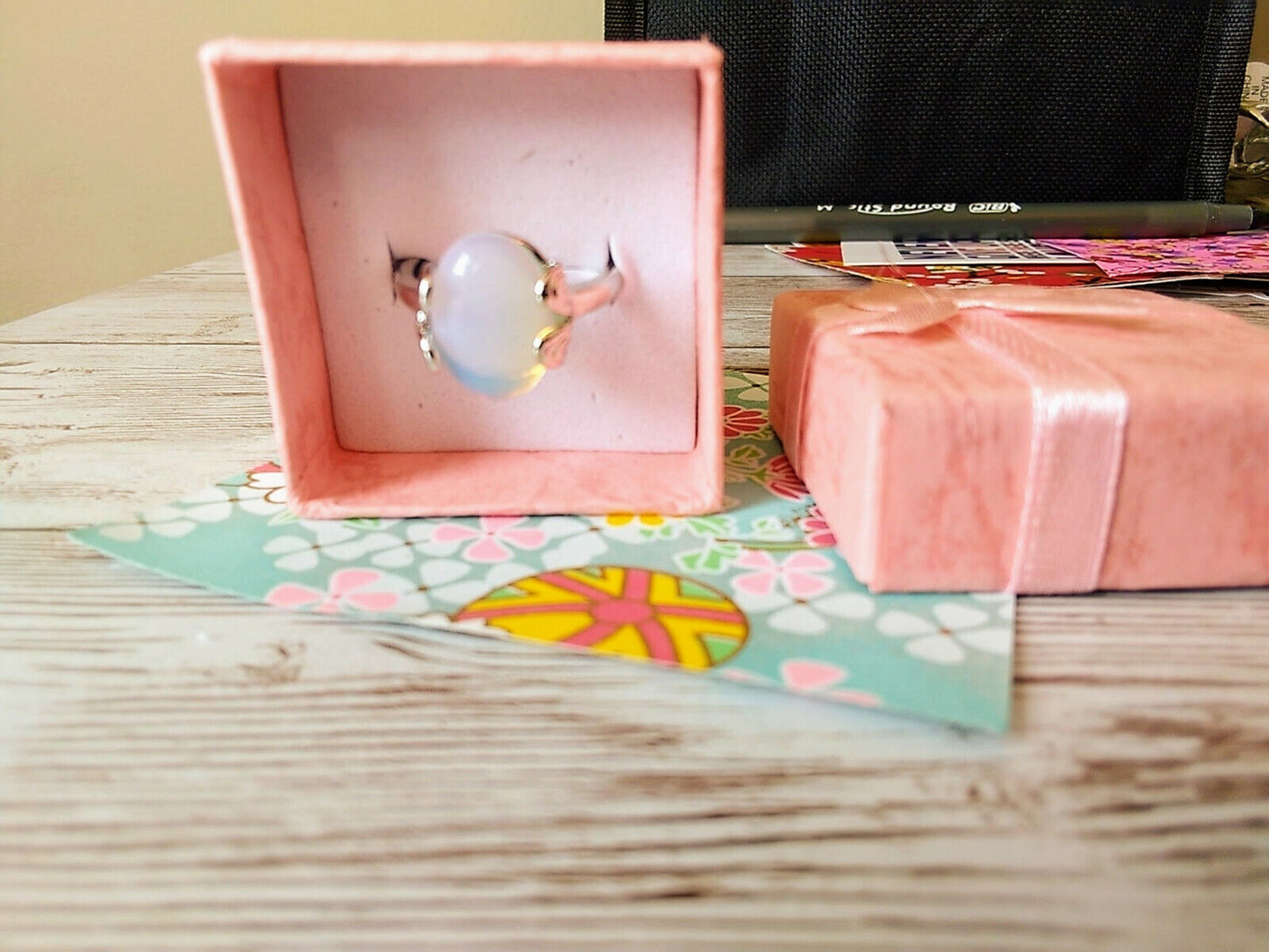 Opulent Opalite: Silver-Plated Elegant Opalite Ring (Size 7)