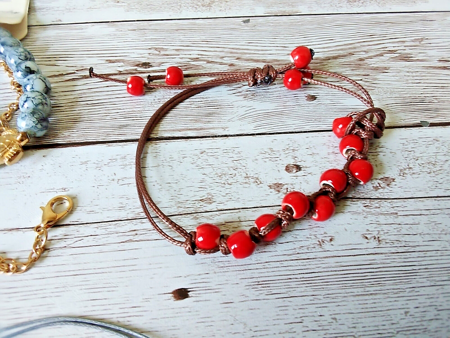 Red bead bracelet in Spring Bloom 5 Bracelet Set