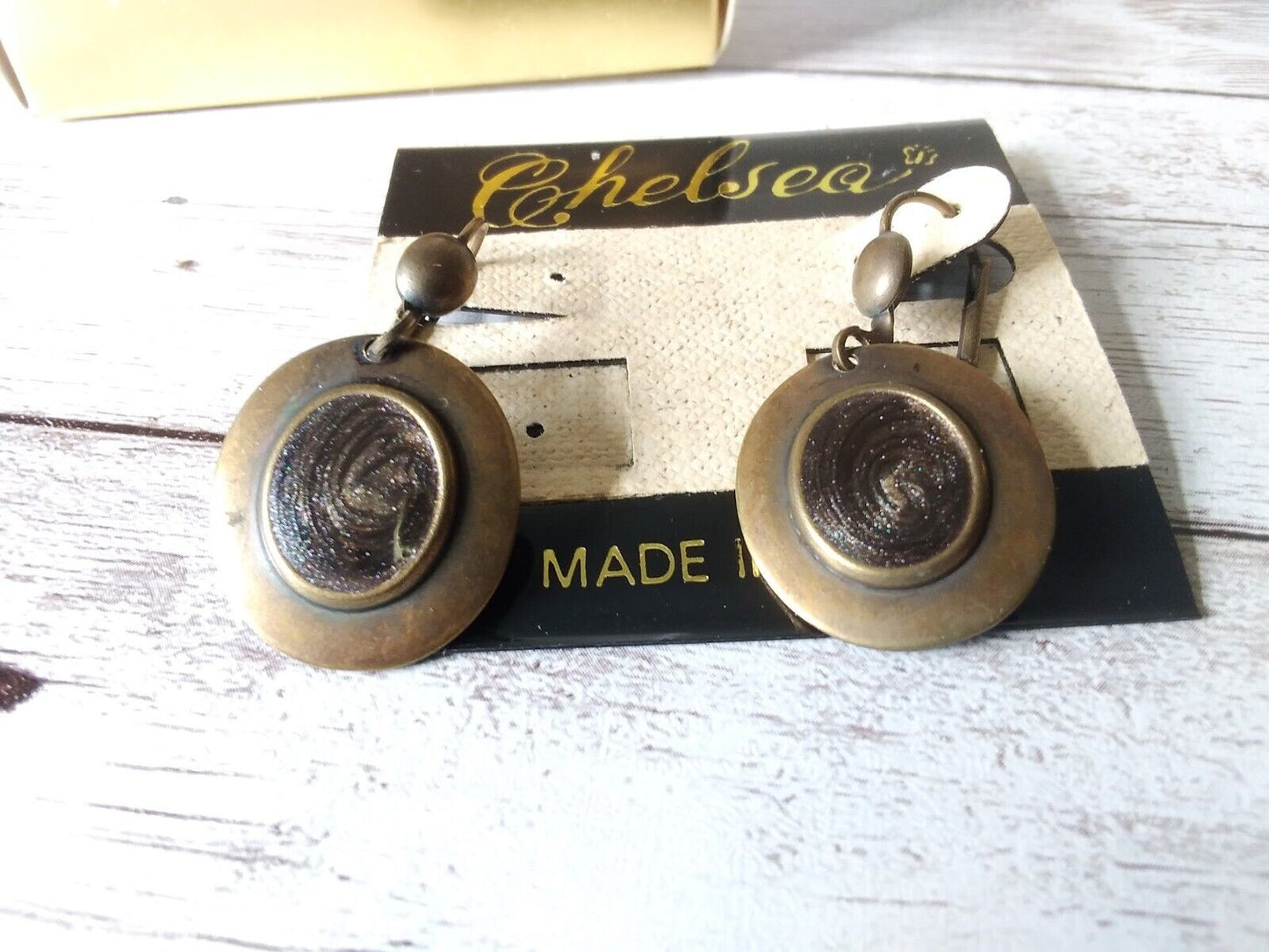 Timeless Vintage Appeal: Antique Brass Tone and Brown Earrings