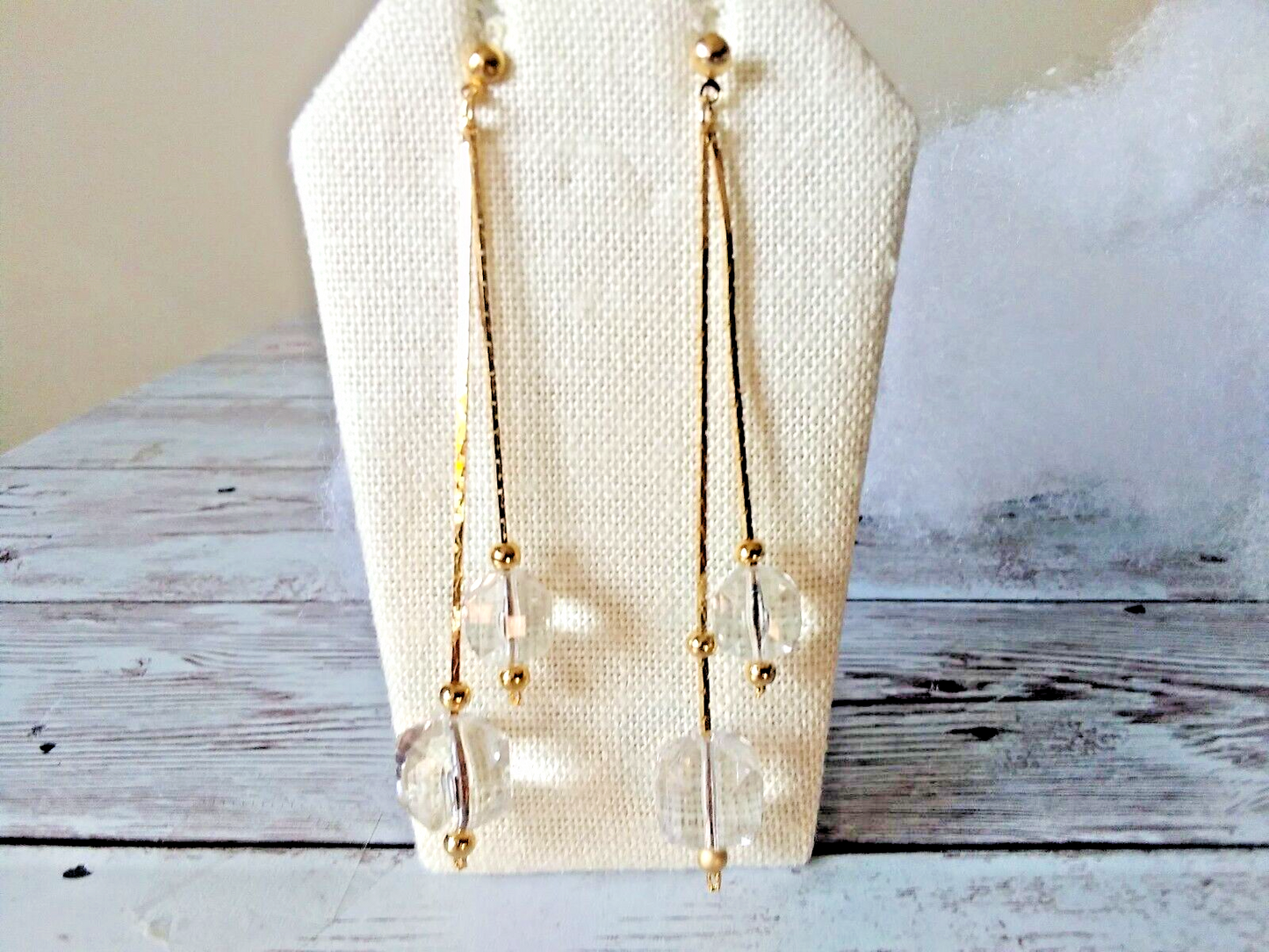 Splendid Chain Gem Sparkling Gold Plated Dangle Earrings