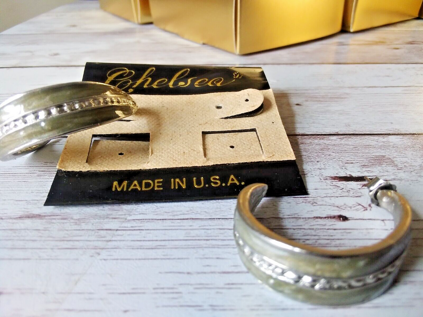 Sleek Silver and Misty Gray Vintage 1980s Gray Half Hoop Earrings