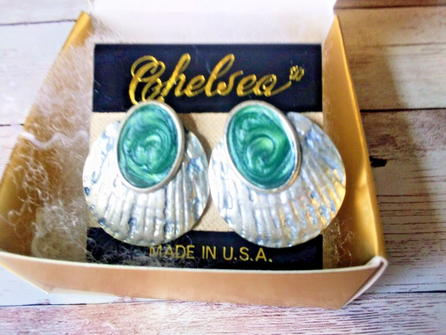 Whimsical Shell Design Silver Earrings with Teal Finish