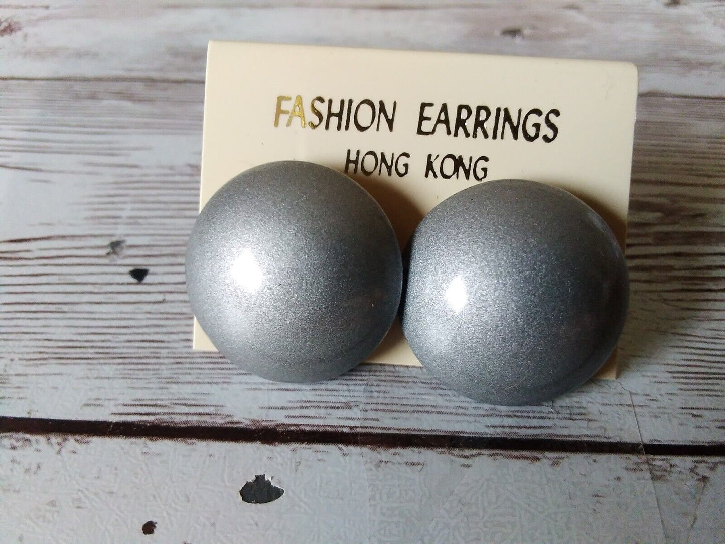 Sleek Silver Vintage Button Style Earrings from the 1980s