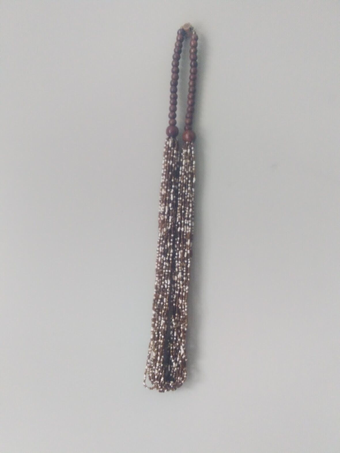 Rustic Reverie: Multistrand Wood and Seed Bead Necklace