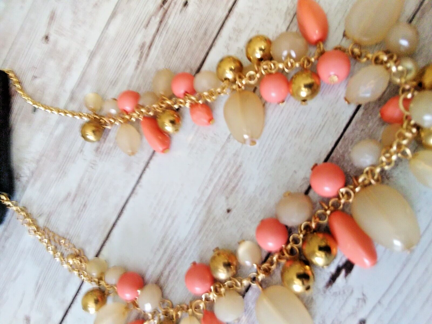 Trendsetting Pink, Beige, and Gold-Tone Y Necklace by Ashley Stewart