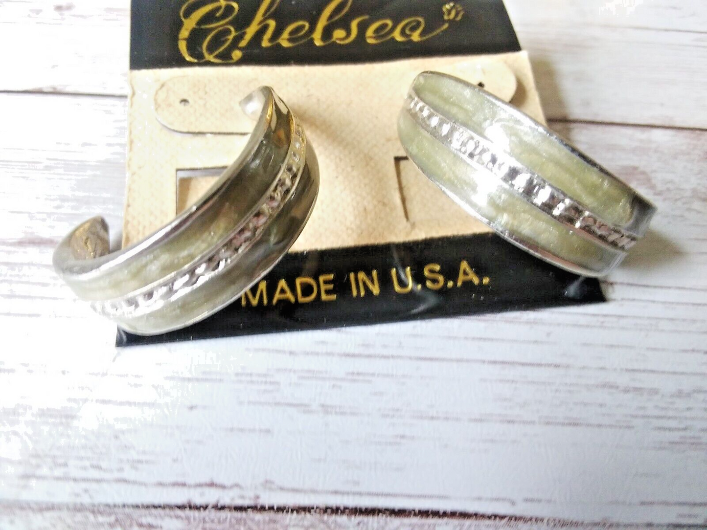 Sleek Silver and Misty Gray Vintage 1980s Gray Half Hoop Earrings