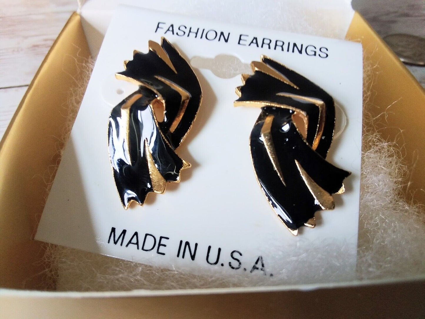 Retro Chic Delight: 1980s Black Candy Wrapper Earrings