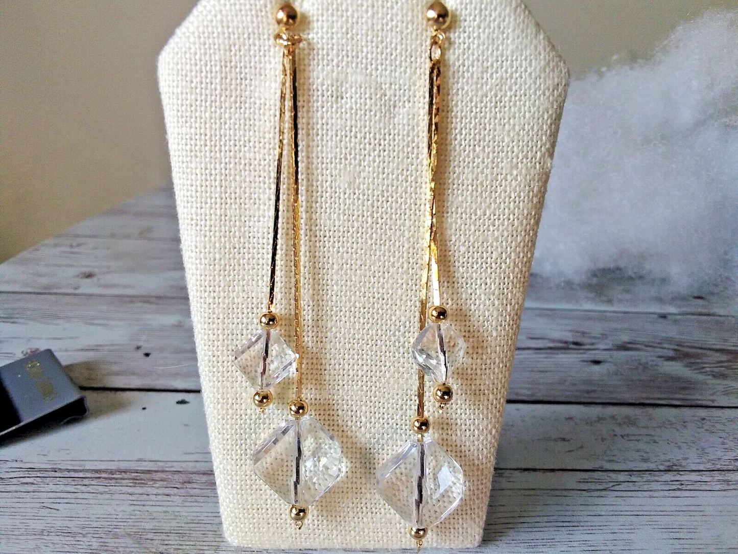 Splendid Chain Gem Sparkling Gold Plated Dangle Earrings
