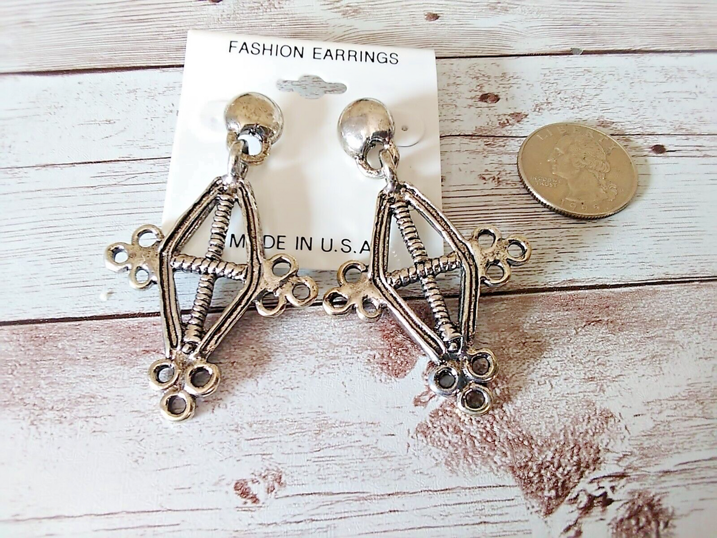 Close-up of Large Goth Punk Earrings with surgical steel posts