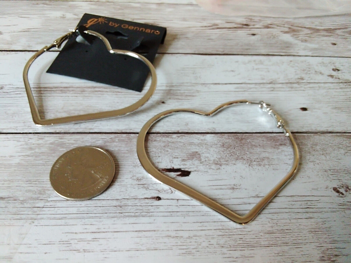 Silver Heart Statement Hoops