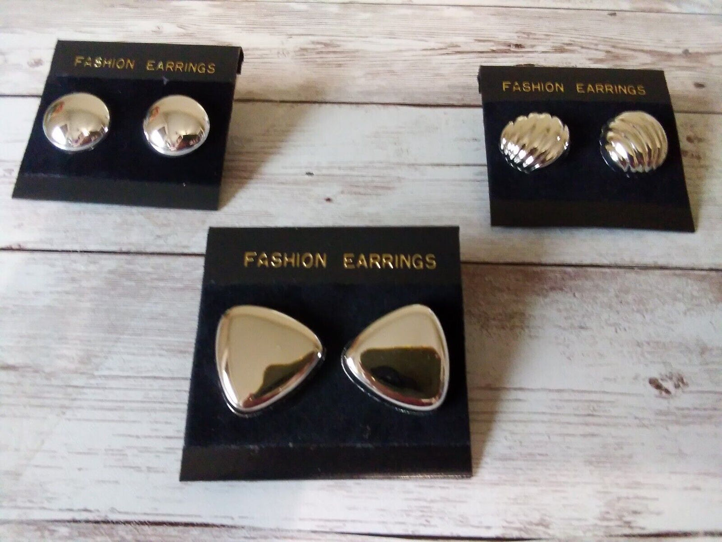 Trendy Retro Silver Tone Large Stud Earrings - Vintage 1980s