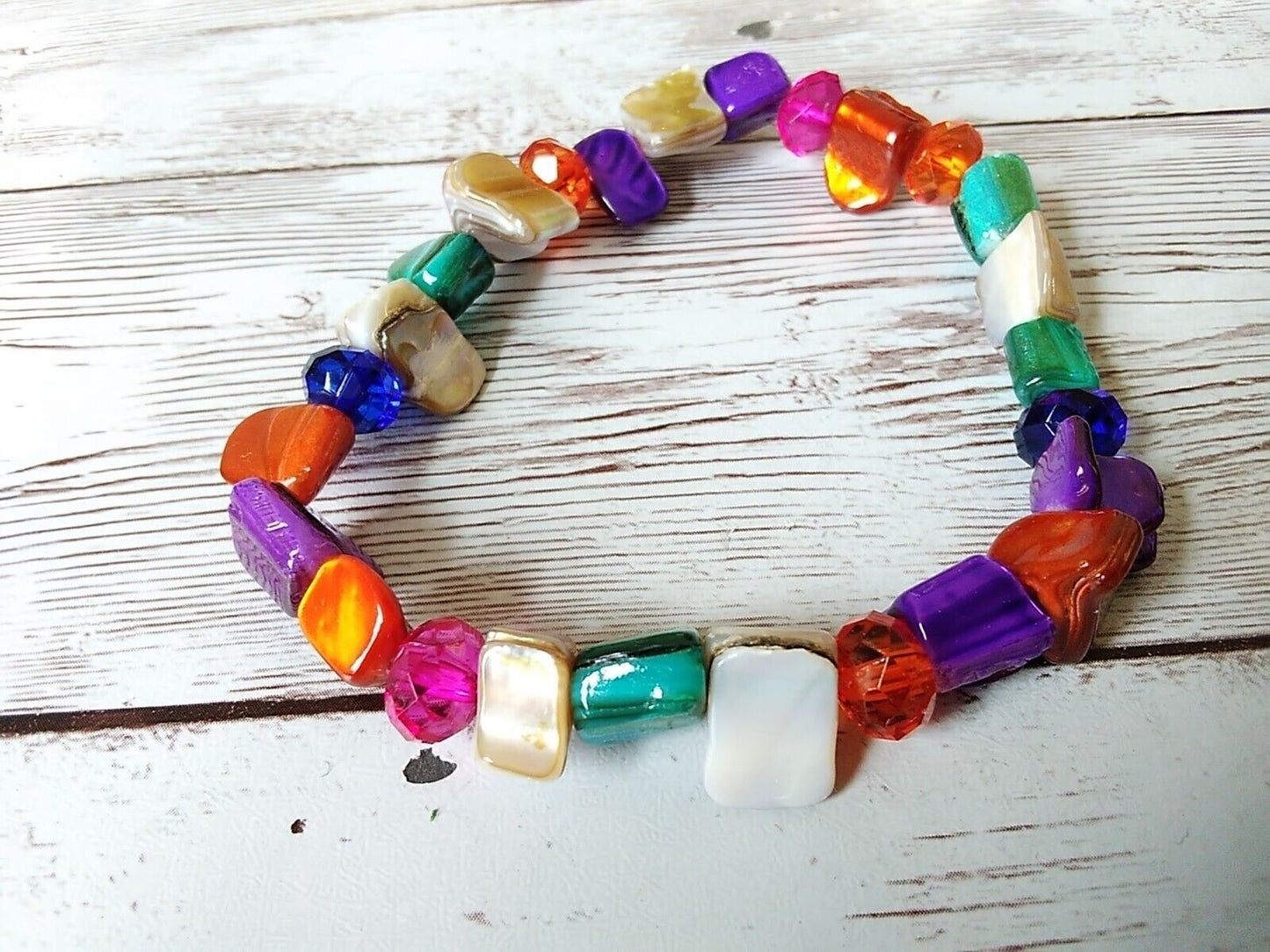 Tropical Delight: Trio Set of Stretch Magenta, Orange, Blue Beach Bracelets