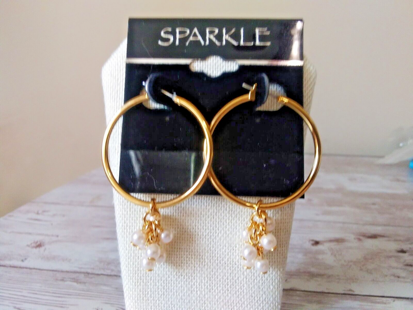 Pearl Brilliance Gold Plated Cluster Hoop Earrings