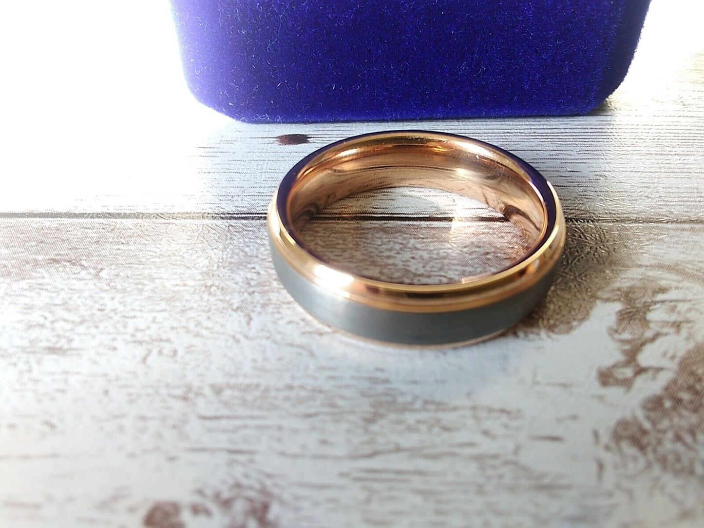 Majestic Duality: Size 10.5 Rose Gold and Silver Tungsten Ring in Royal Gift Box