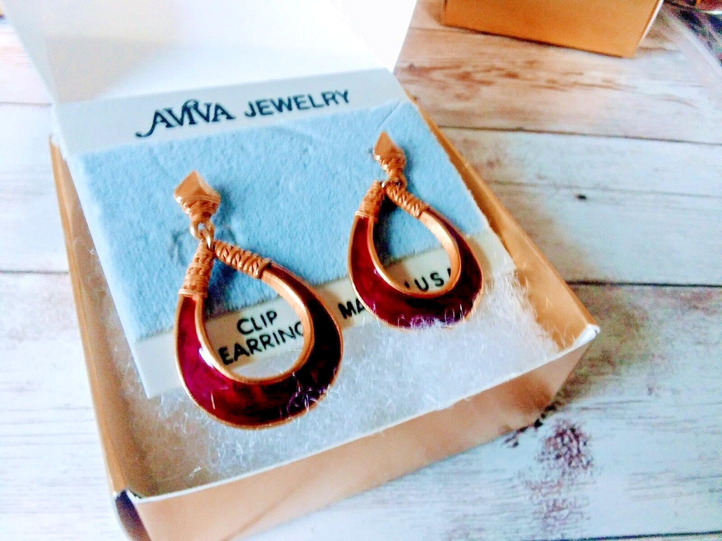 Sophisticated vintage maroon red enamel drop earrings