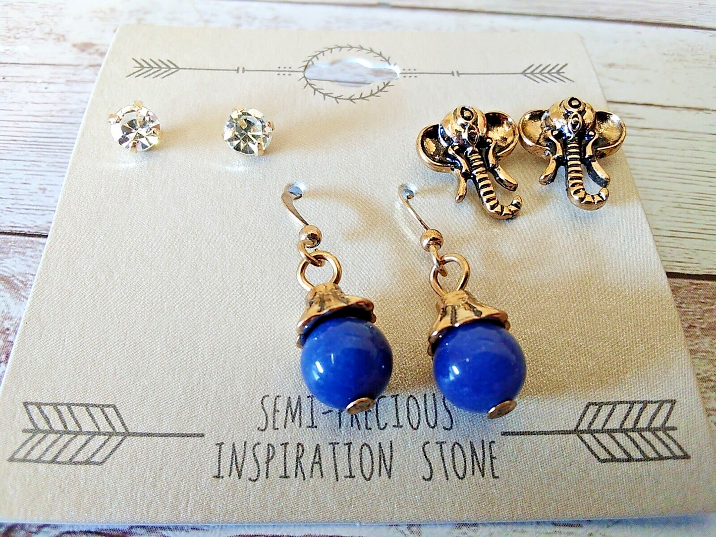 Elephant Enchantment Lapis Luxe Earring Ensemble with CZ and Lapis Lazuli