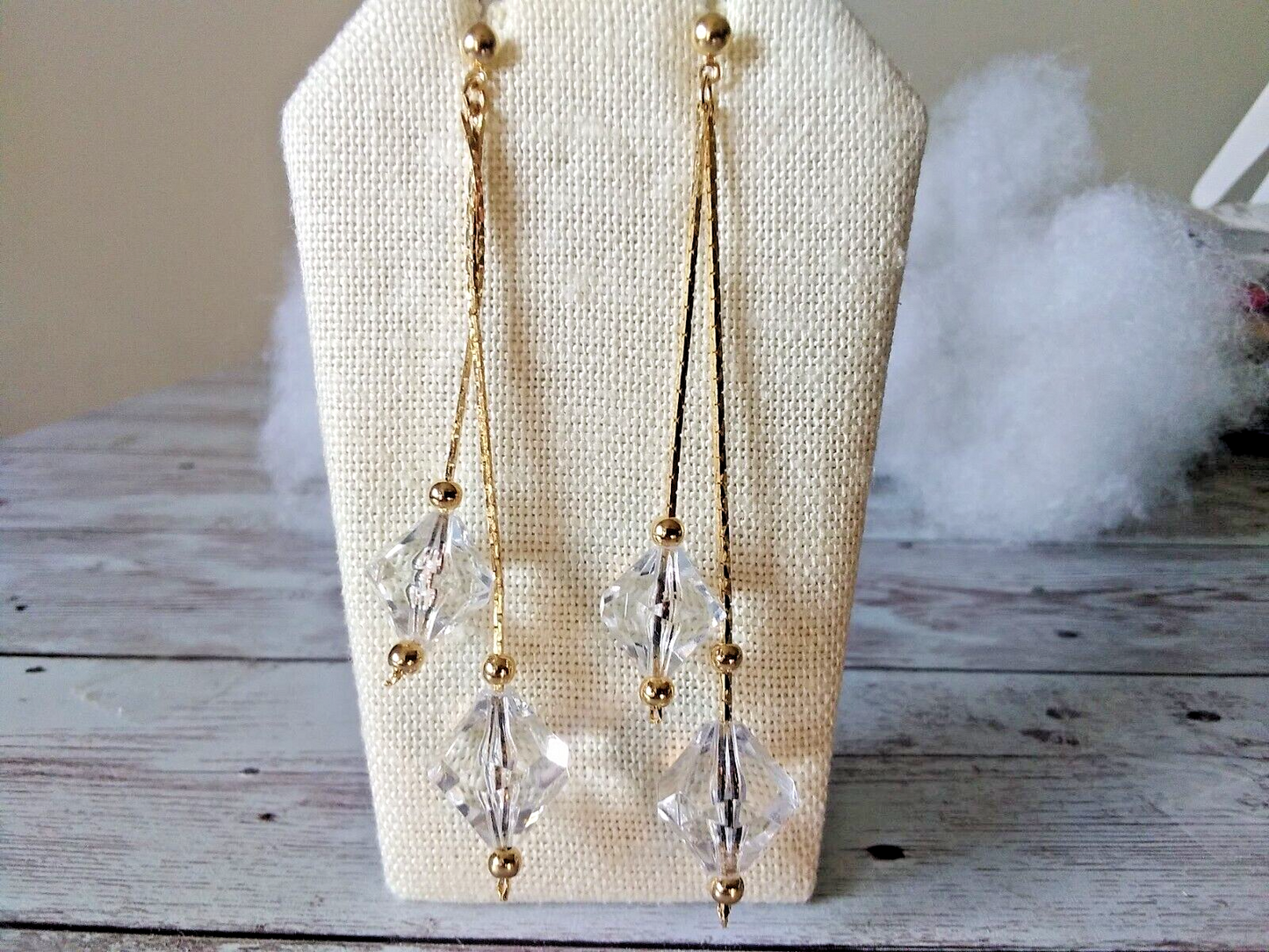 Splendid Chain Gem Sparkling Gold Plated Dangle Earrings