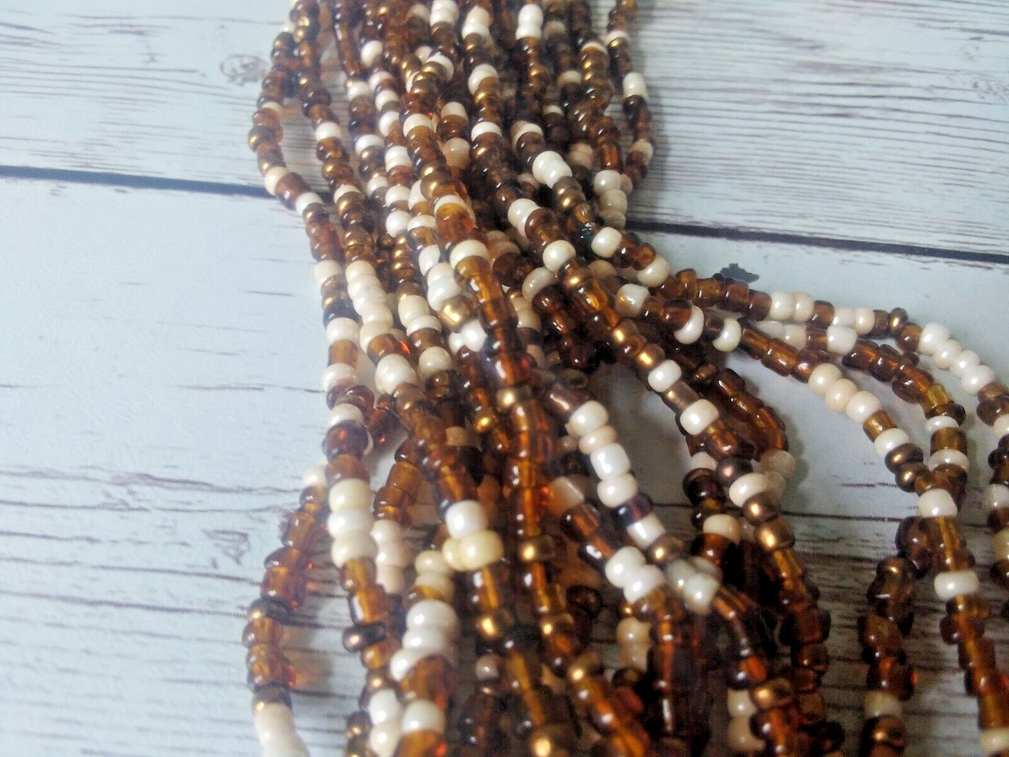 Rustic Reverie: Multistrand Wood and Seed Bead Necklace