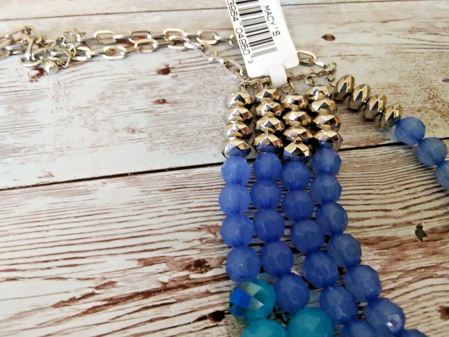 Stunning Coastal Elegance: 5 Strand Blue Beaded Necklace from Macy's