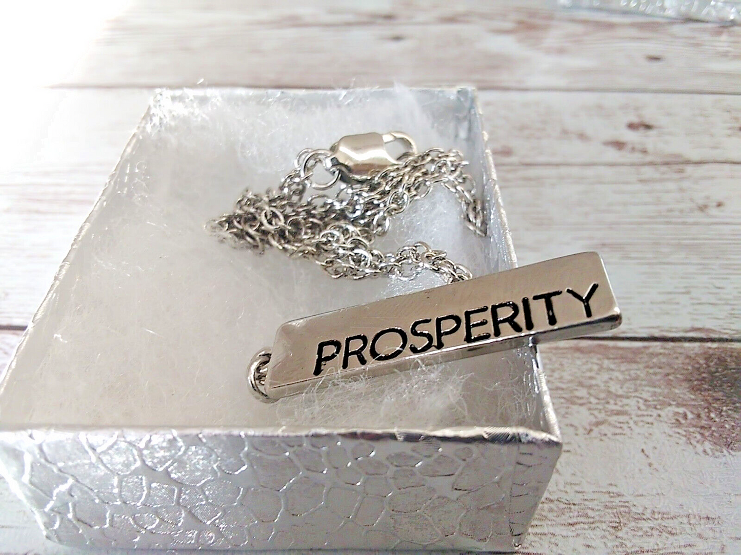 Stainless Steel Prosperity Bar Necklace