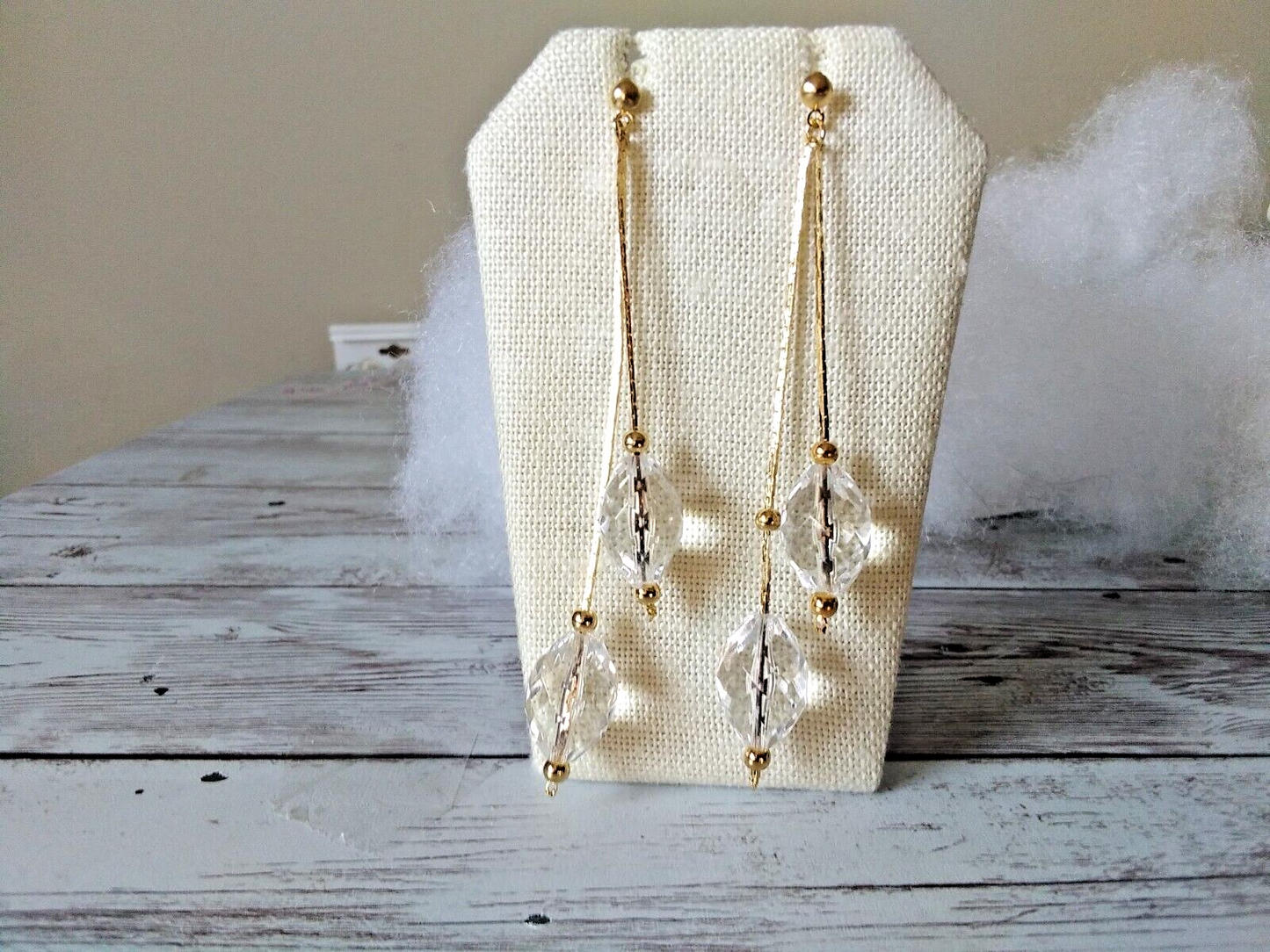 Splendid Chain Gem Sparkling Gold Plated Dangle Earrings