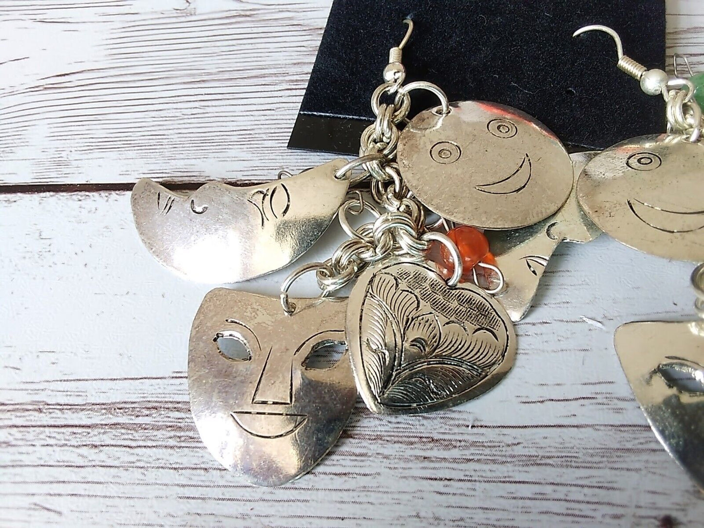 Stagecraft Sparkle: Theatrical Drama Mask Moon Heart Glam Earrings