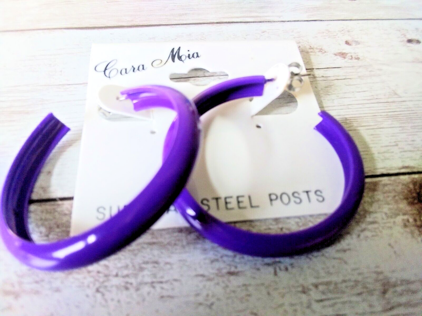 Purple Pizzazz: Retro 1980s Hoop Earrings by Casa Mia