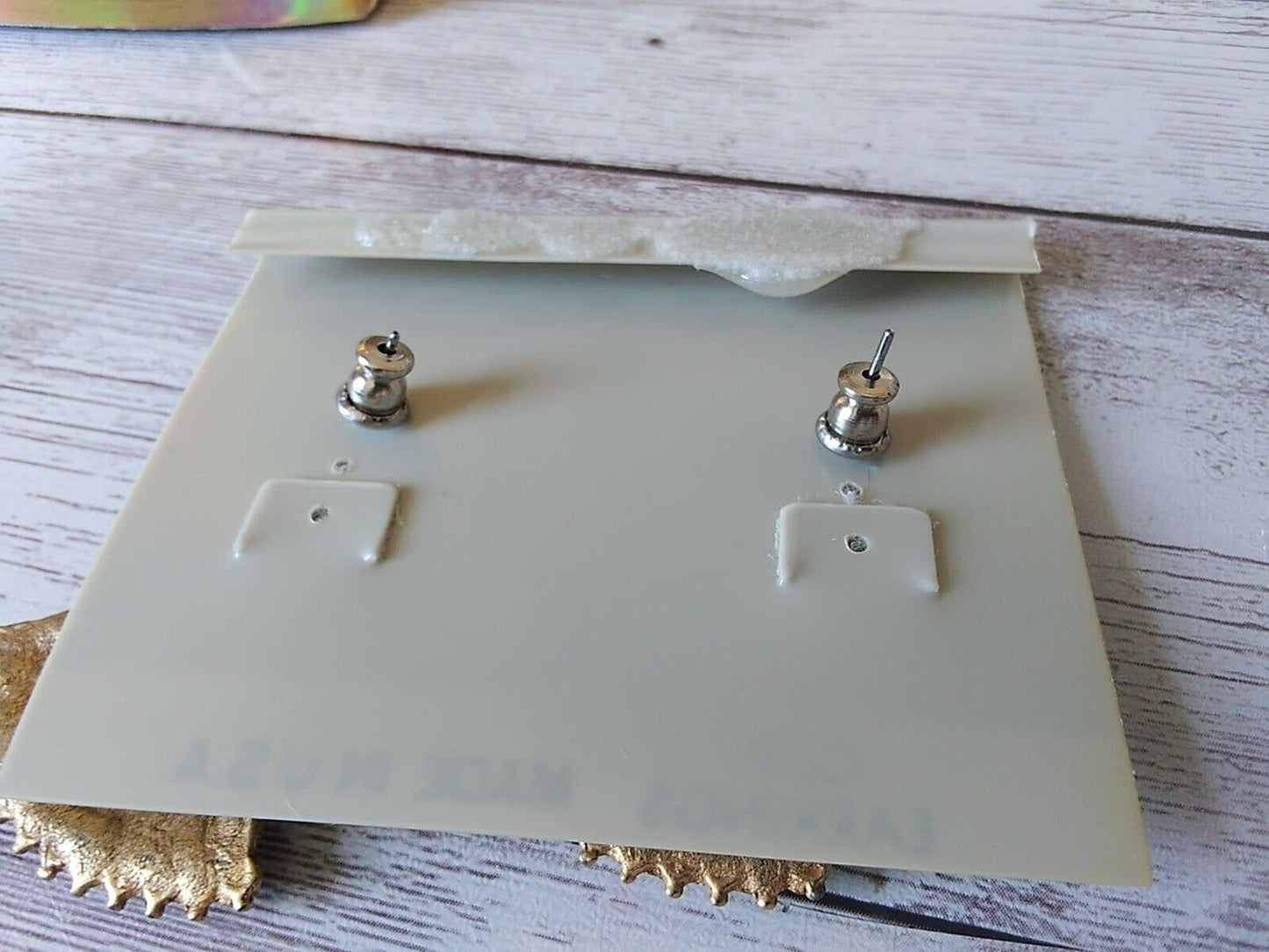 Retro Radiance: Gold and Orange Fan 1980s Painted Enamel Dangle Earrings