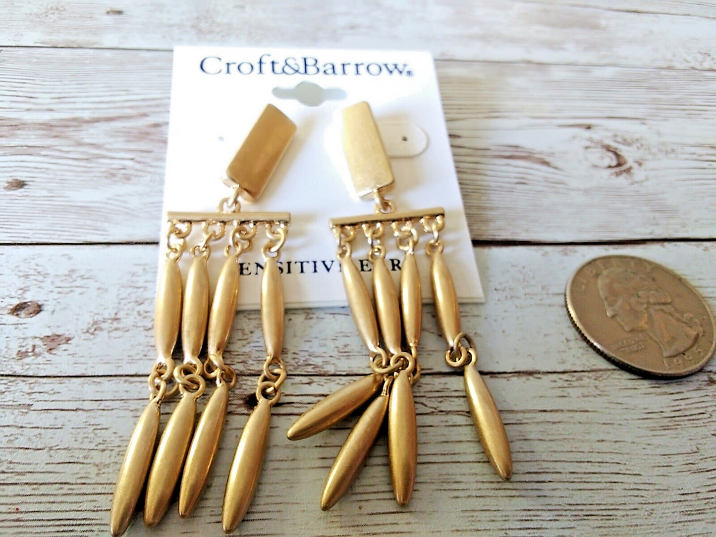 Croft & Barrow chandelier earrings with cascading dangles laid flat
