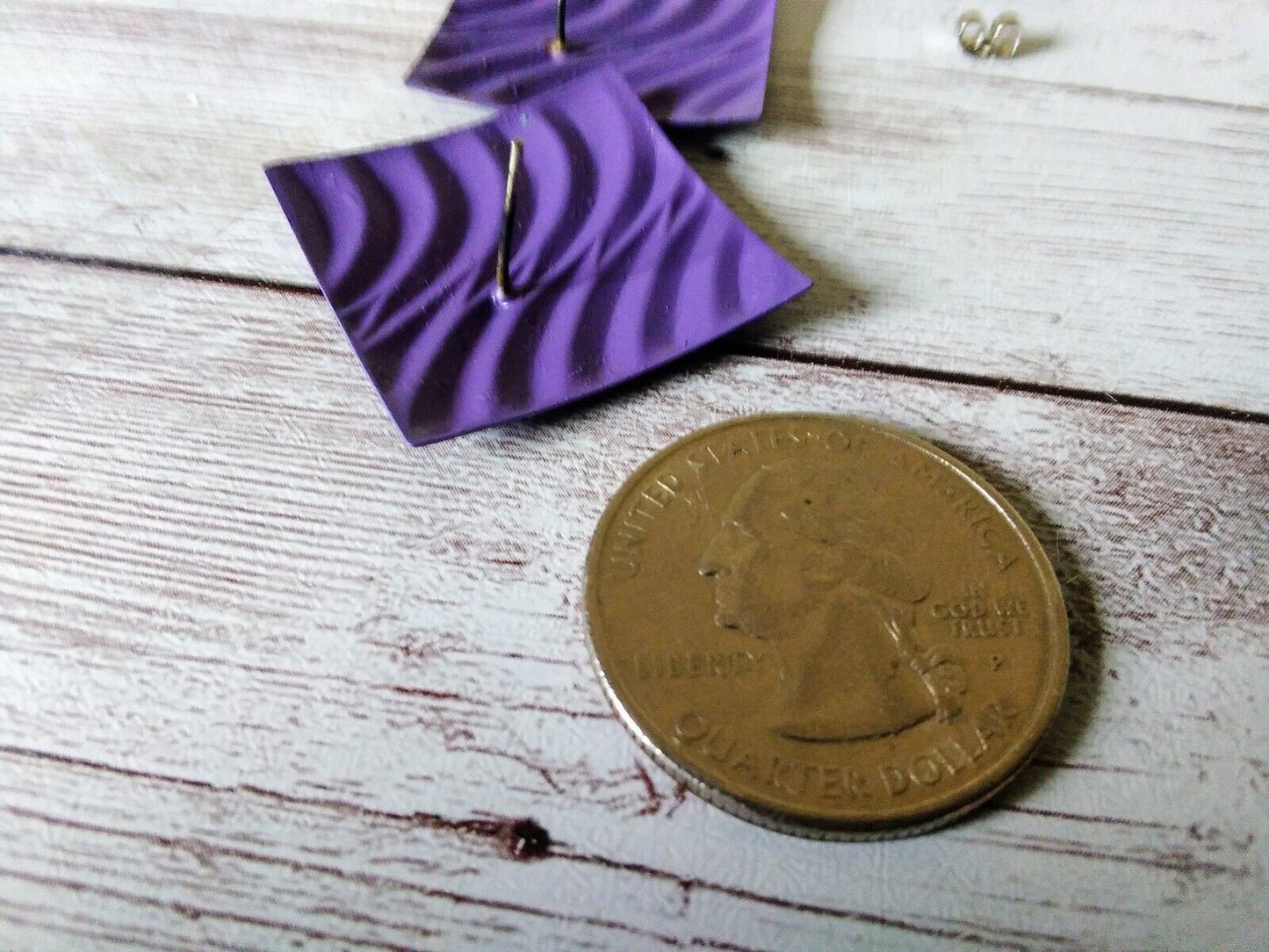 Close-up of Perfect Purple Vintage Square Earrings