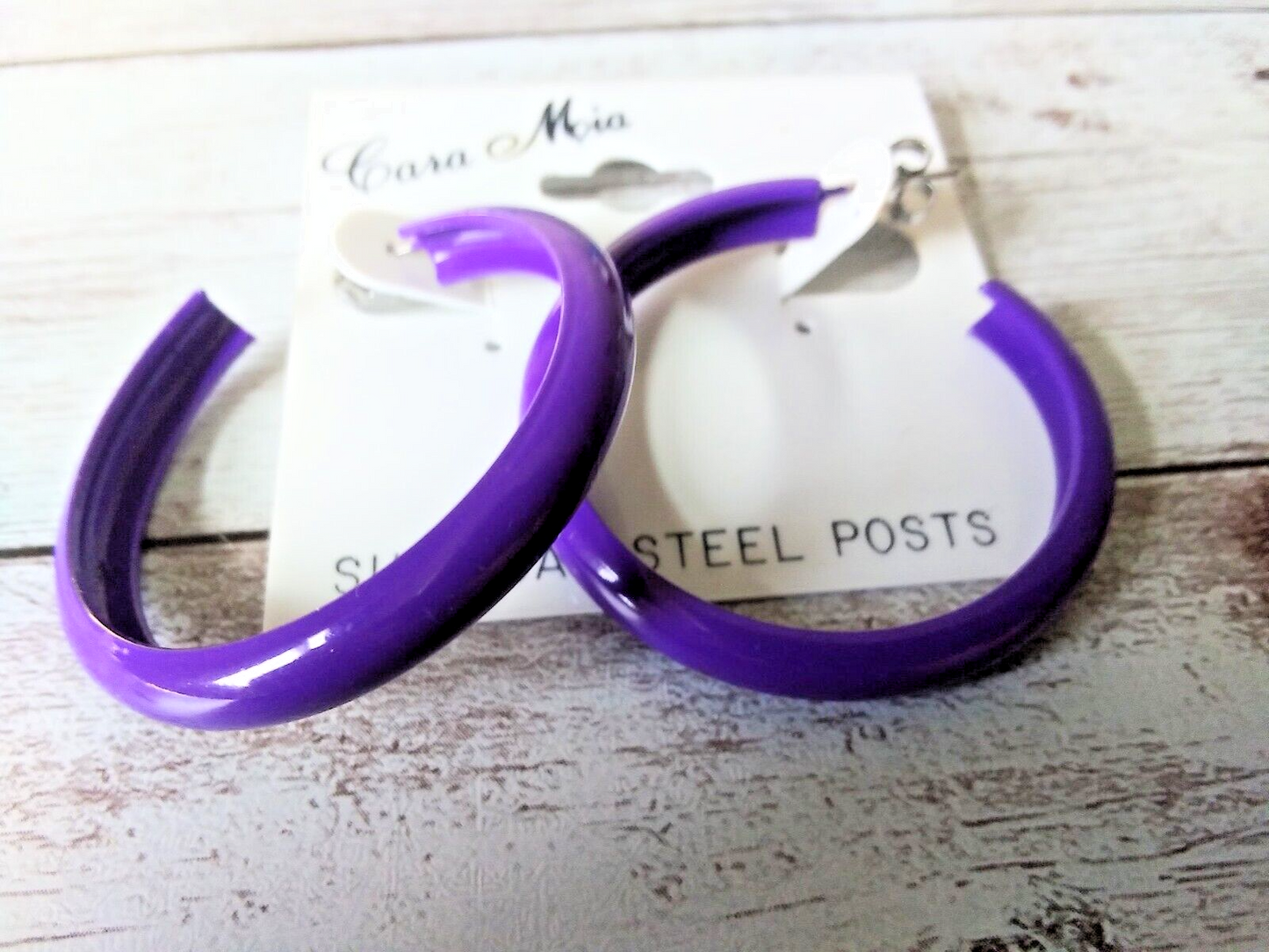 Purple Pizzazz: Retro 1980s Hoop Earrings by Casa Mia
