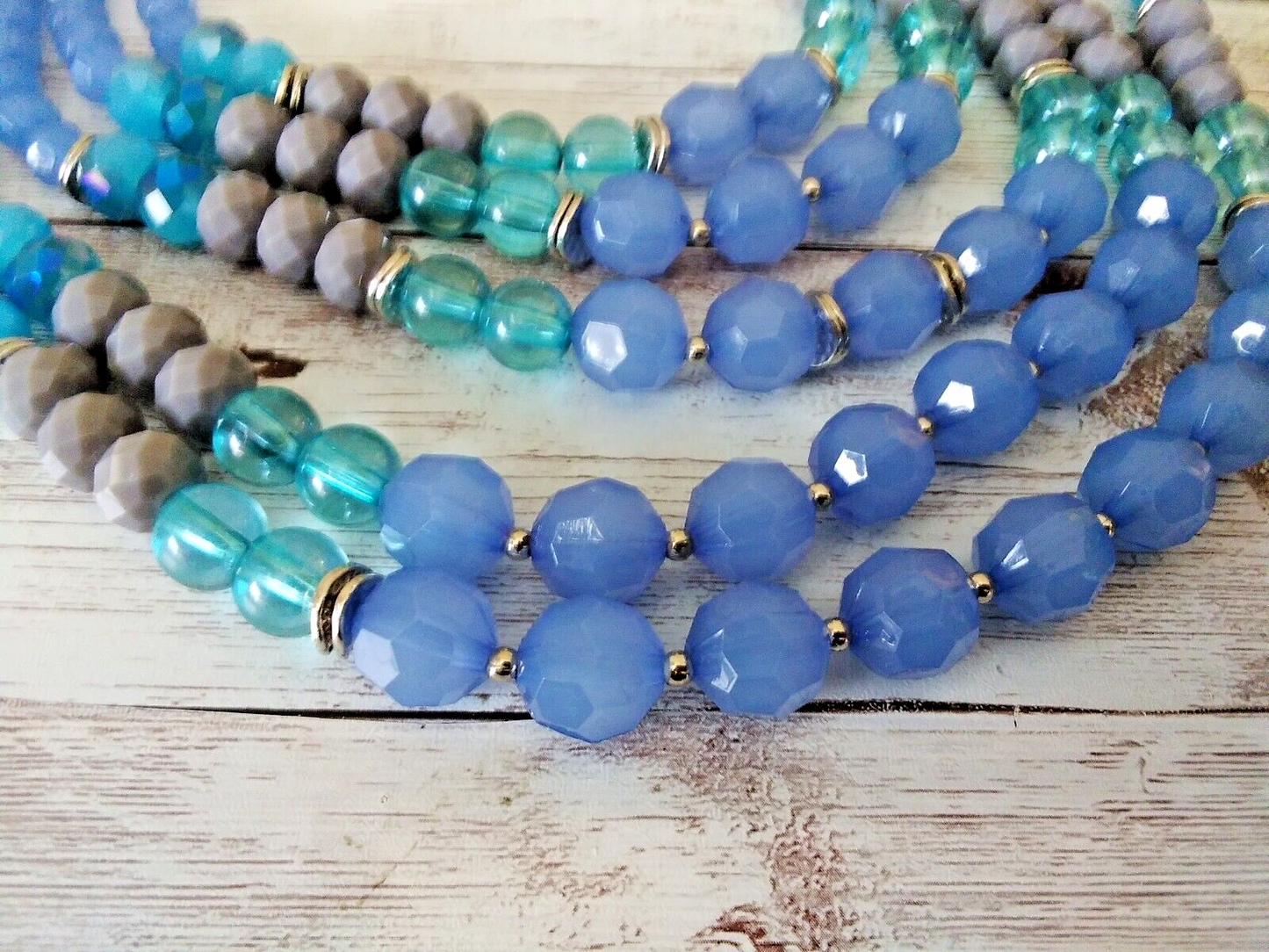 Stunning Coastal Elegance: 5 Strand Blue Beaded Necklace from Macy's