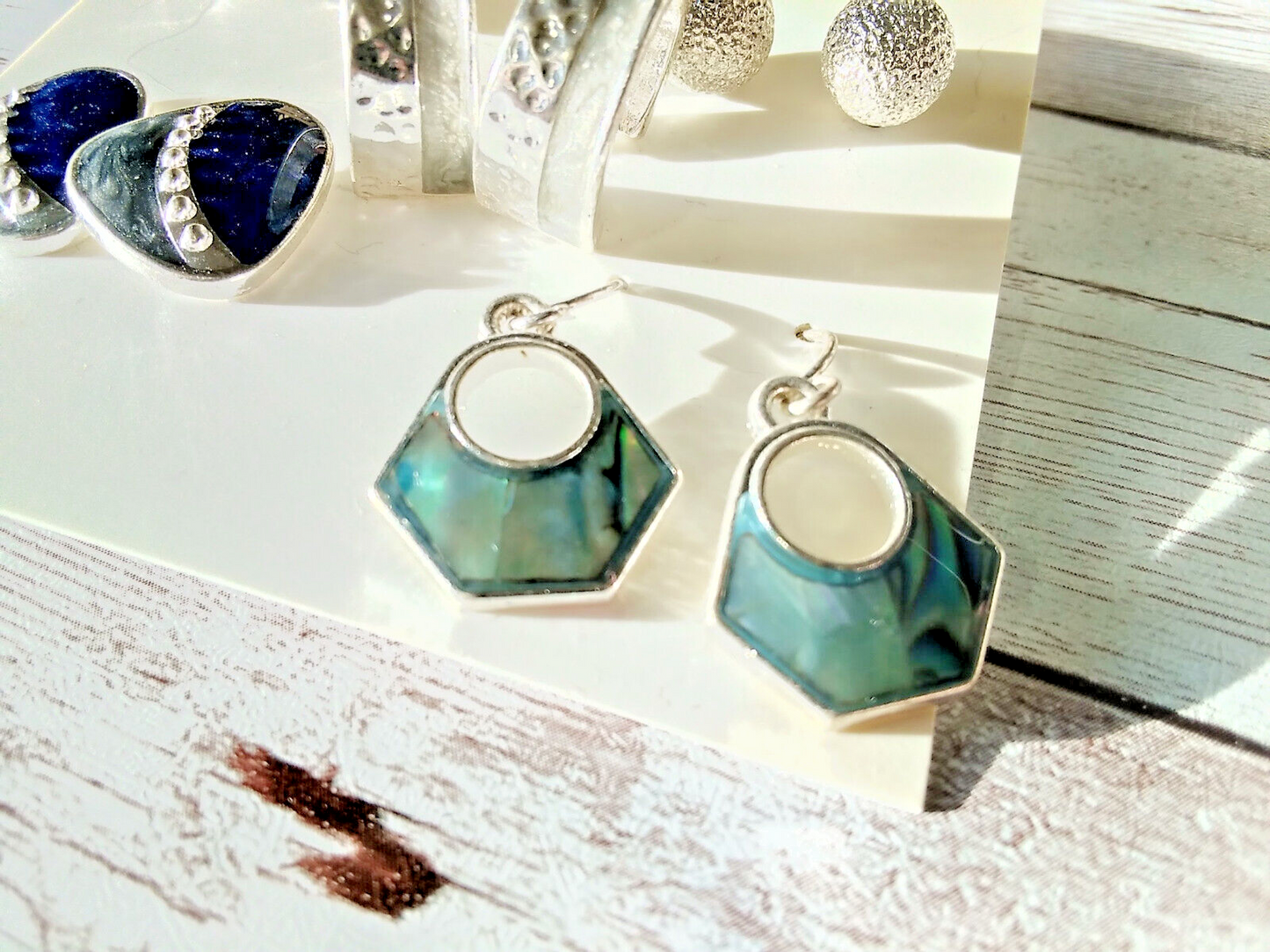Chic Drop Earrings in Blue Abalone