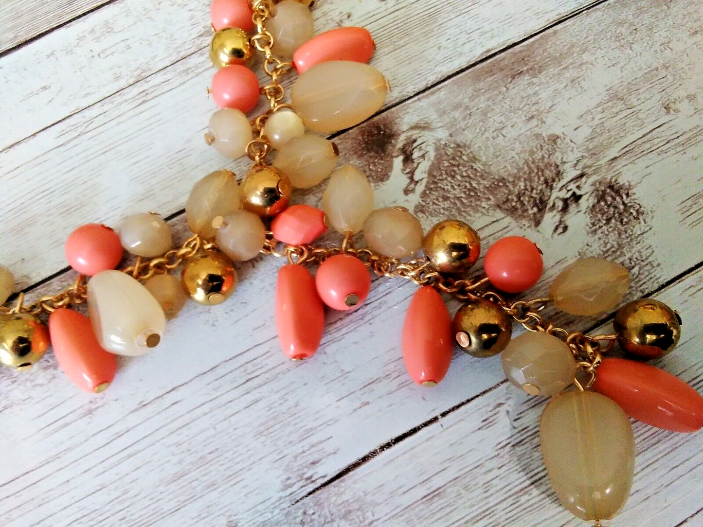Trendsetting Pink, Beige, and Gold-Tone Y Necklace by Ashley Stewart