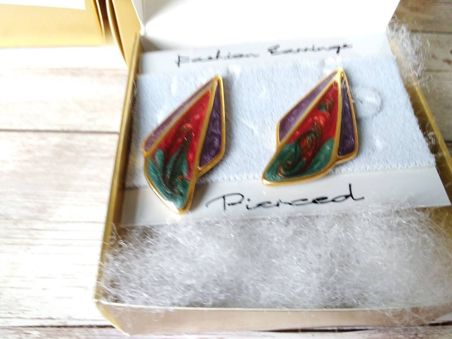 Mystic Winged Dreams: Authentic 1980s Multicolor Earrings