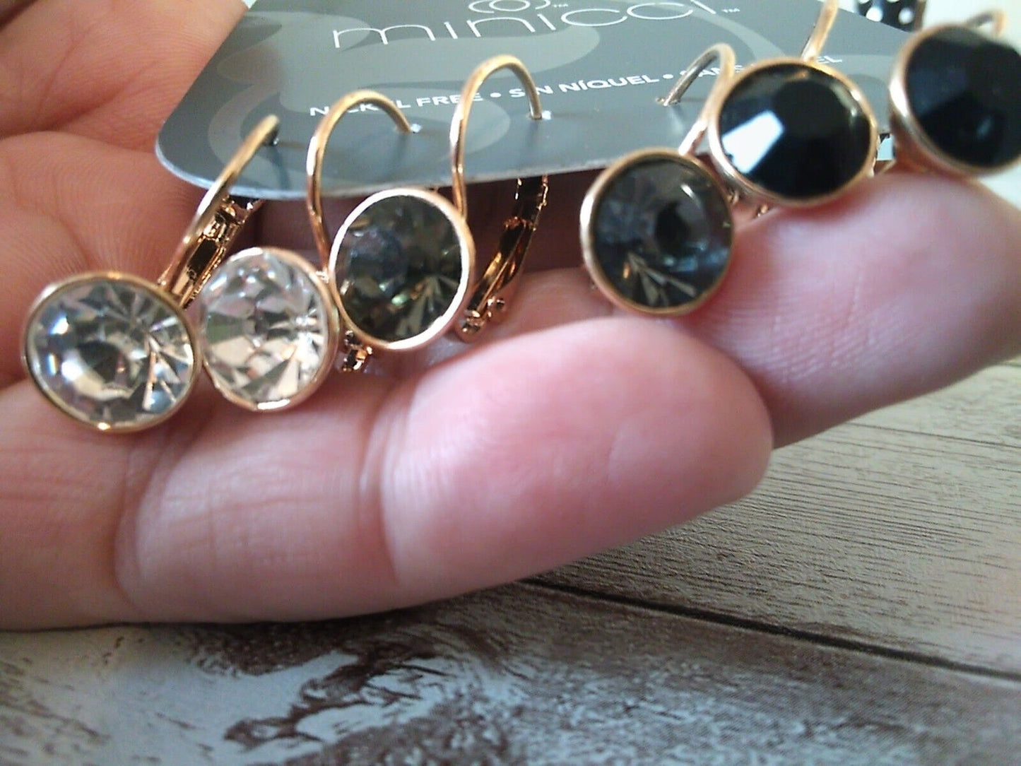 Dreamy Set: Set of 3 Nickel-Free Gold Tone CZ Minicci Hoop Earrings