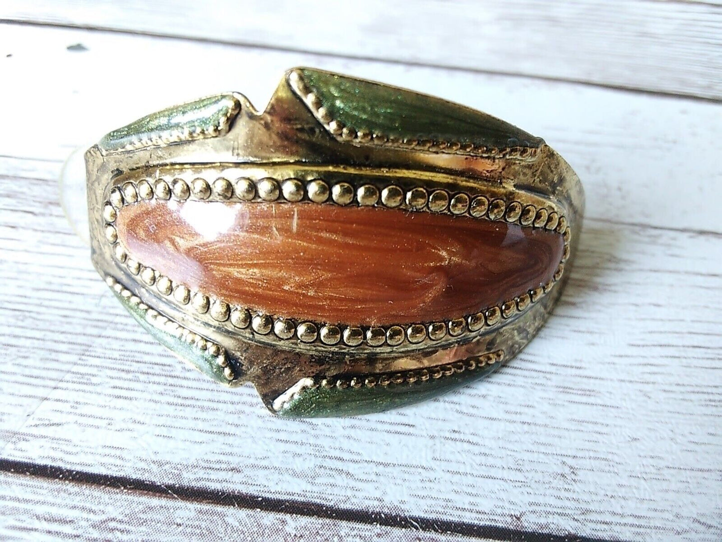 Rustic Western Half Hoop: 1980s Vintage Antique Gold Tone With Enamel Earrings