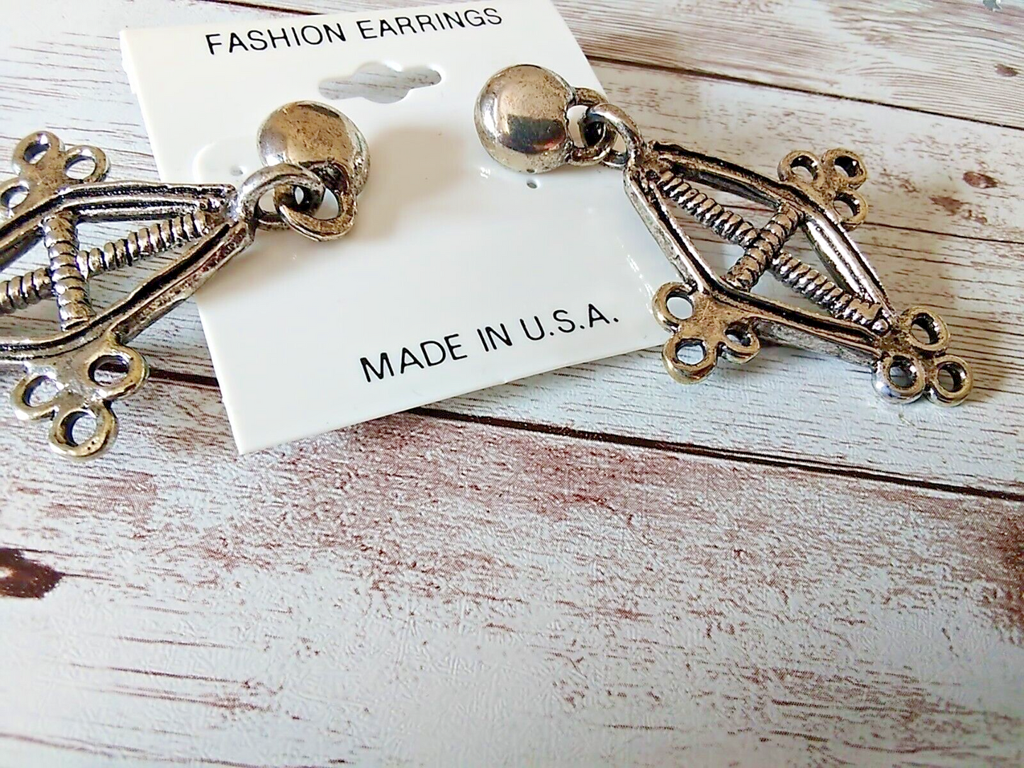 Made in the USA Large dangle earrings featuring gothic cathedral window design