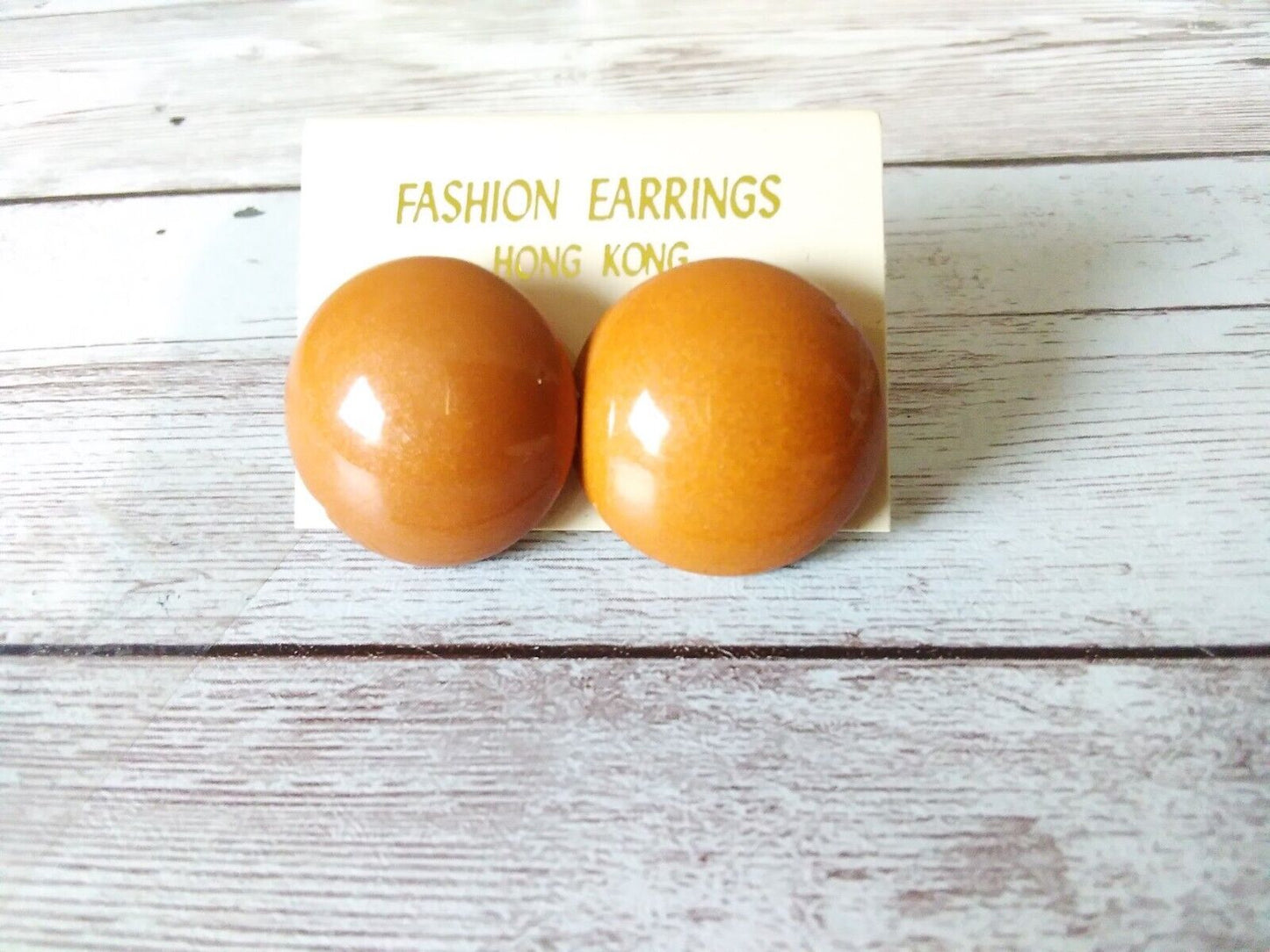 Mustard Yellow Vintage Button Style Earrings from the 1980s