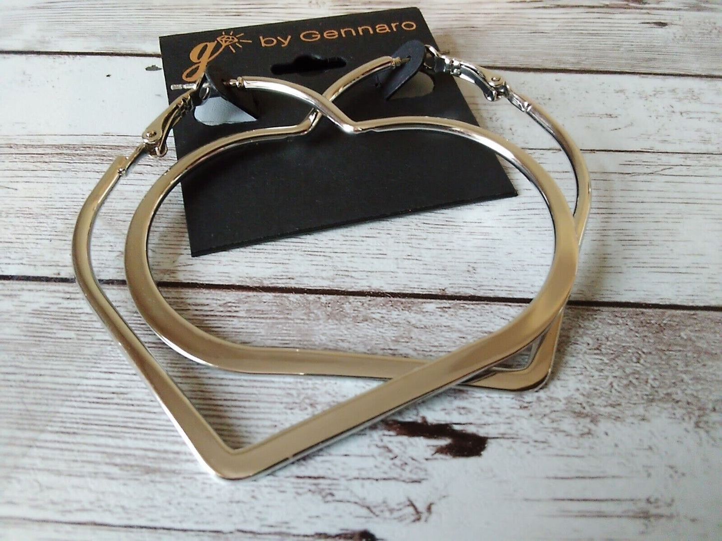 Silver Heart Statement Hoops