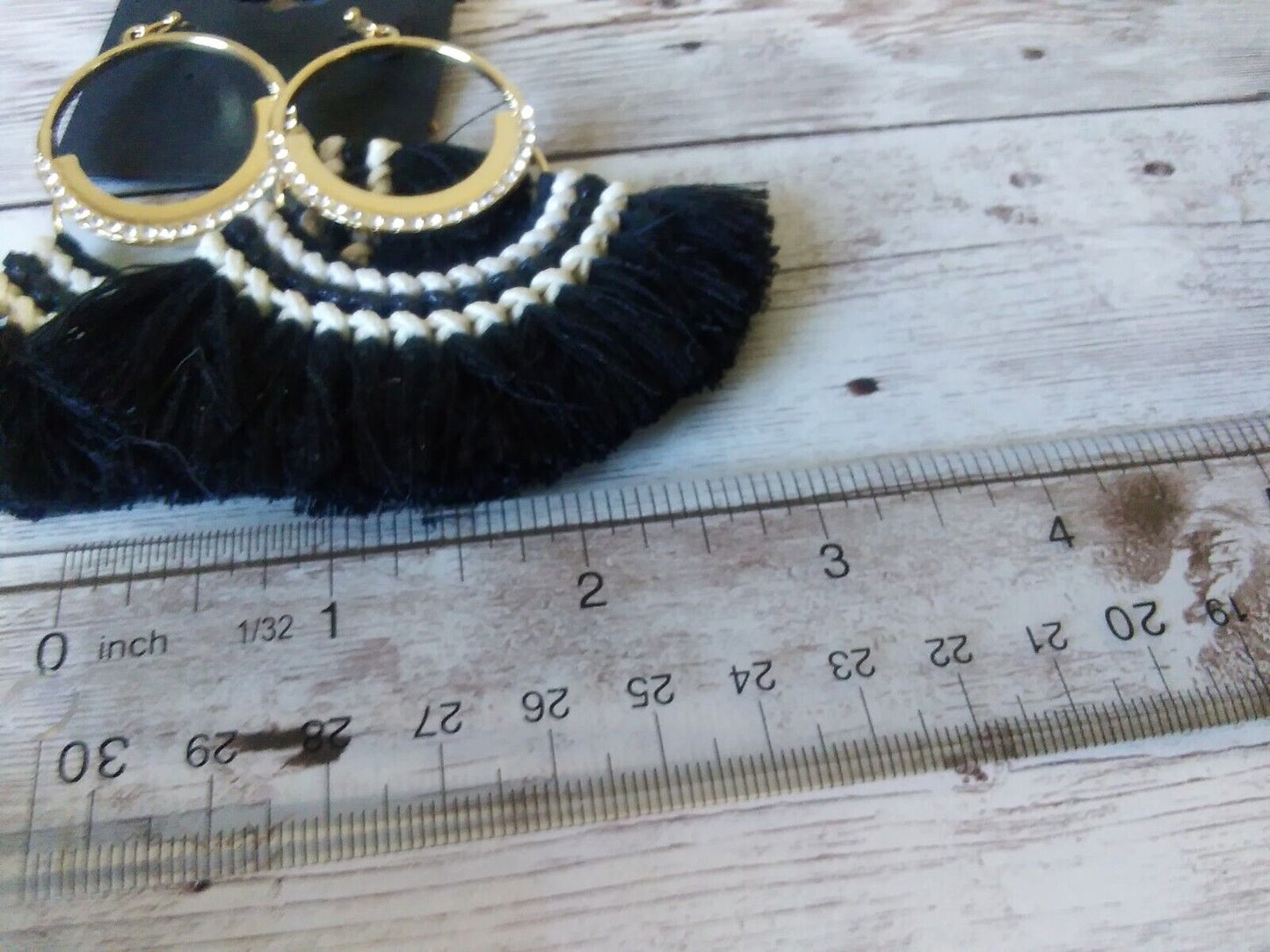 Midnight Fringe: XL Black Woven Fan Tassel Dangles