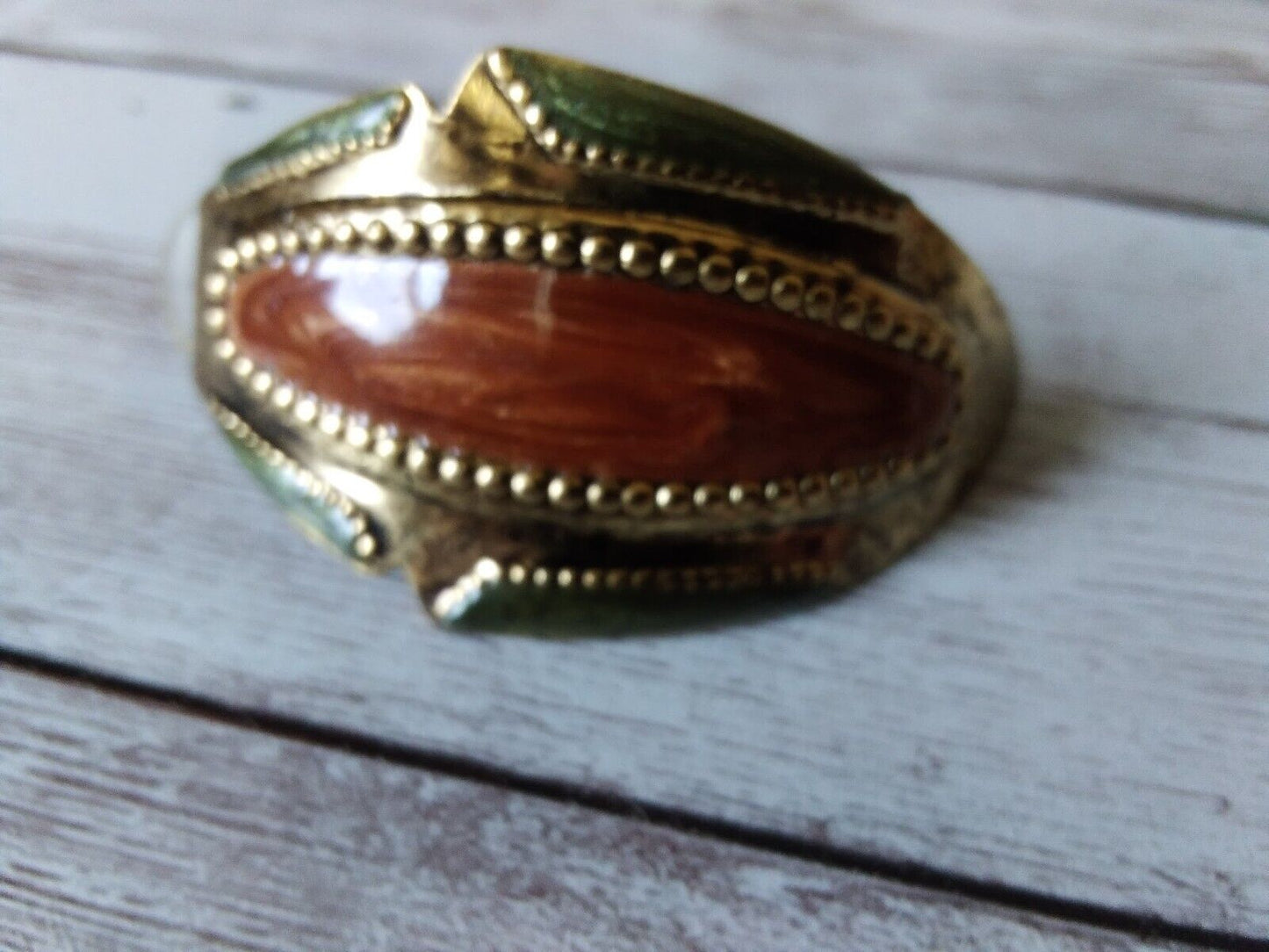 Rustic Western Half Hoop: 1980s Vintage Antique Gold Tone With Enamel Earrings