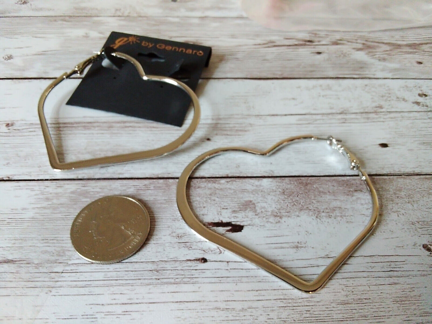 Silver Heart Statement Hoops