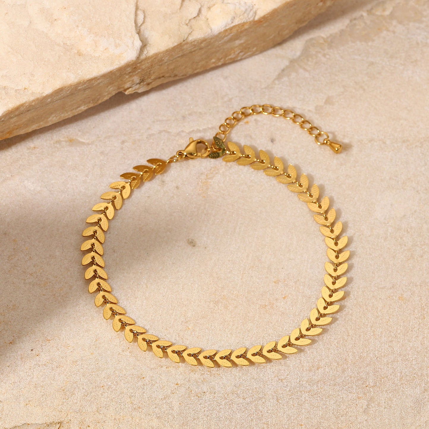 18K Gold Bohemian Leaf Arrow Chain Anklet