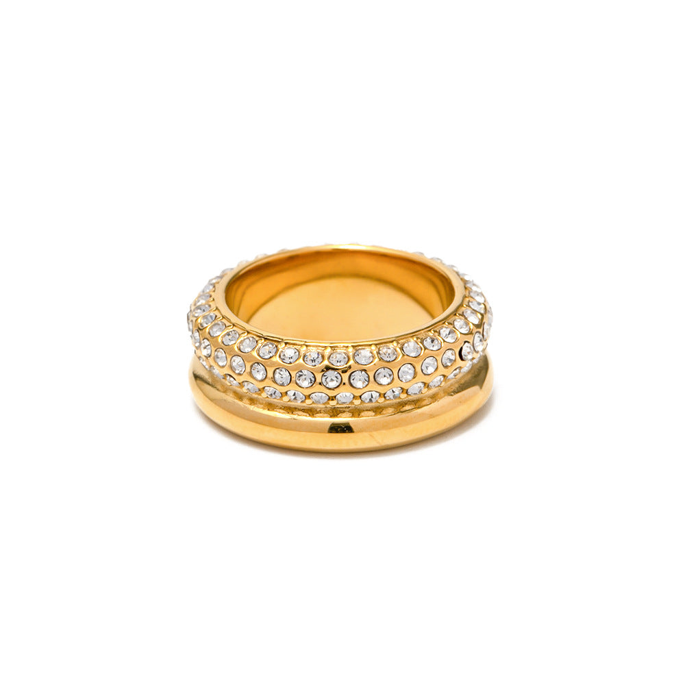 Detail shot of the Alluring 18K Gold CZ Multi-Layer Ring