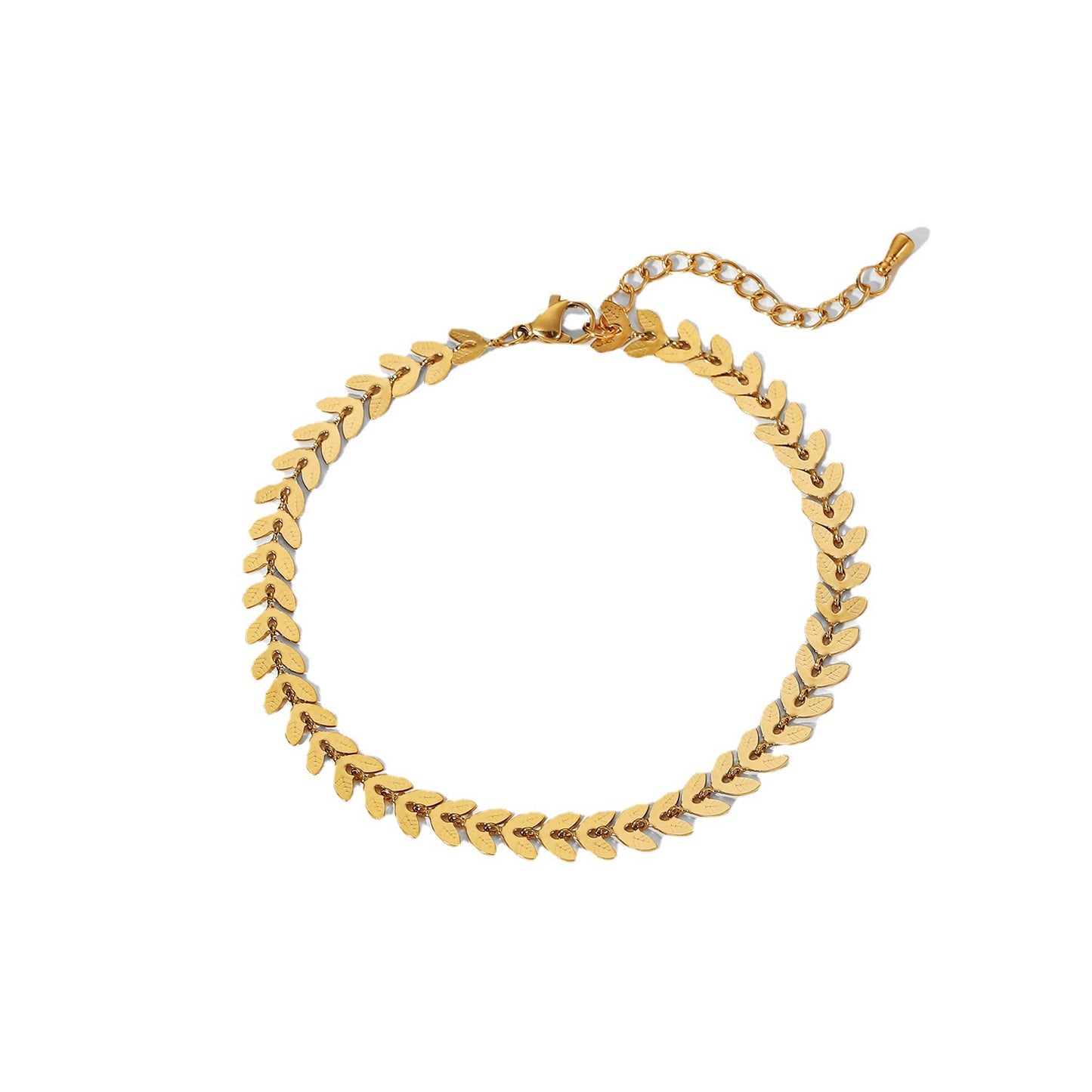 Elegant 18K Gold Leaf Design Anklet