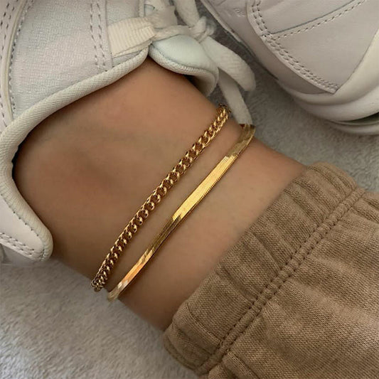 Gold snake chain anklet, ideal for stacking